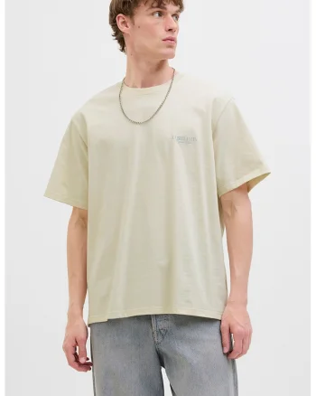 Tricou lejer de bumbac cu imprimeu foto pe partea din spate, Verde pal