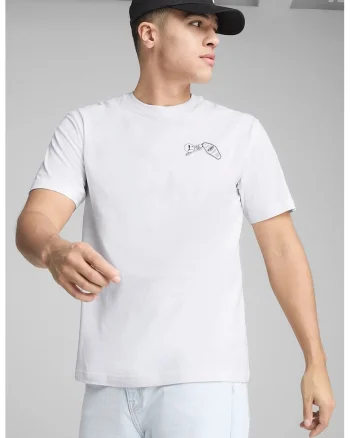 Tricou de bumbac cu imprimeu grafic pe partea din spate, Alb/Negru