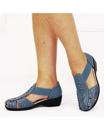 Sandale albastru denim din piele naturala Ozana M5 17340, Albastru denim