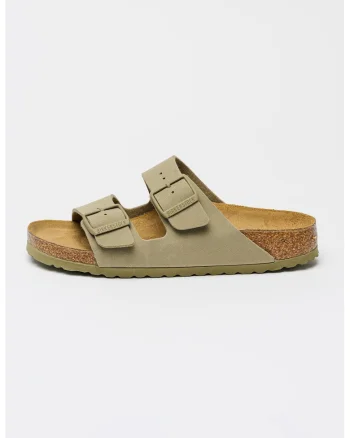 Papuci de piele ecologica Arizona, Kaki deschis