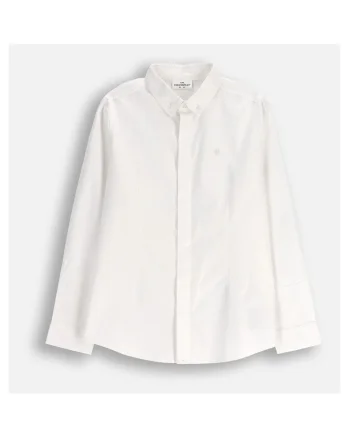 Camasa eleganta  alb, bumbac, broderie decorativa, croiala slim, pentru baieti,