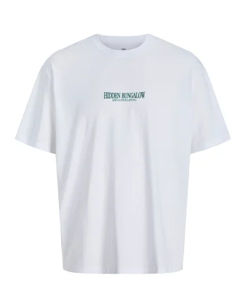 Tricou cu decolteu la baza gatului si imprimeu, Verde/Alb optic