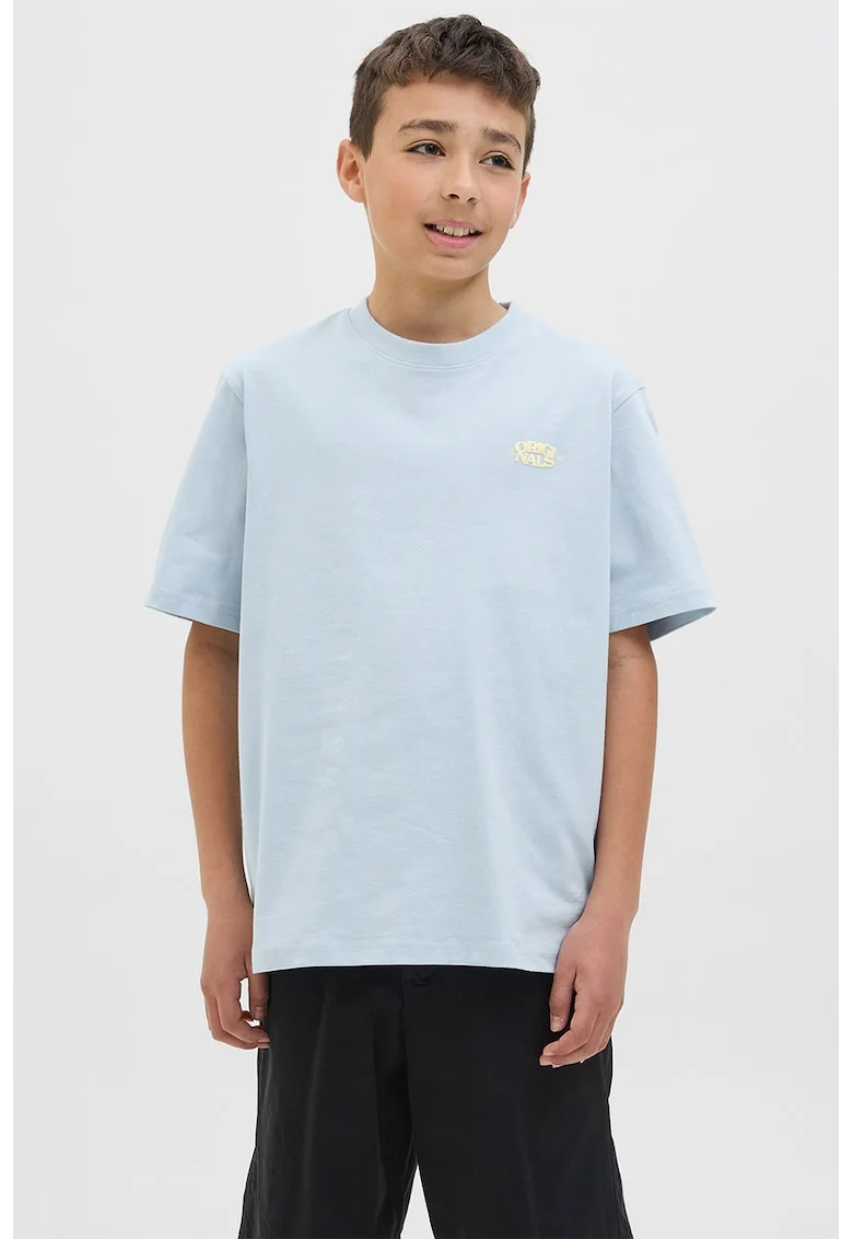 Tricou lejer din amestec de bumbac organic, Albastru azur