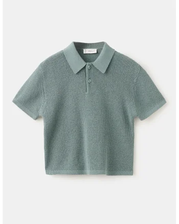 Tricou polo din tricot si bumbac, Verde
