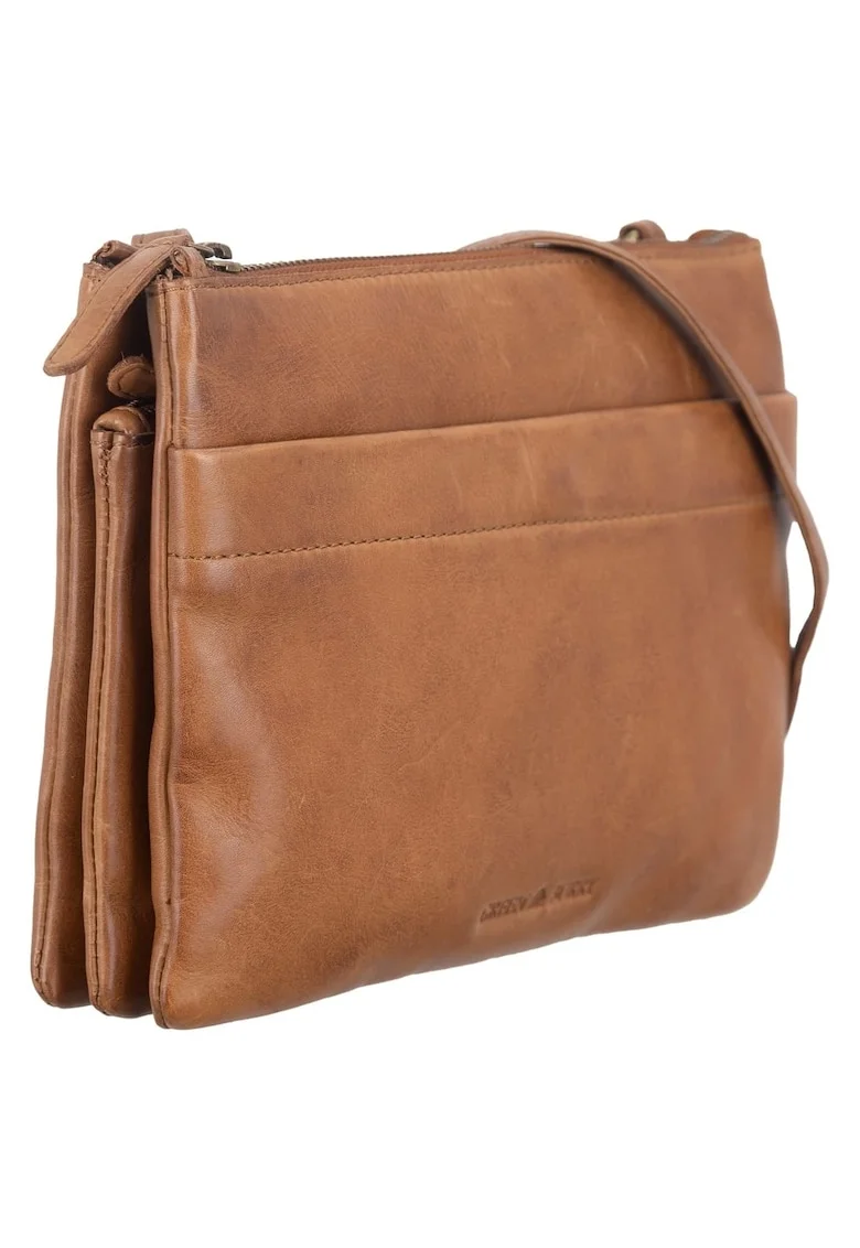 Geanta umar dama piele naturala coniac 24.5 x 17 x 6 cm, Colombiana,