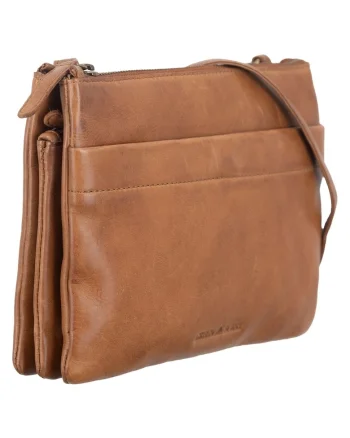 Geanta umar dama piele naturala coniac 24.5 x 17 x 6 cm, Colombiana,