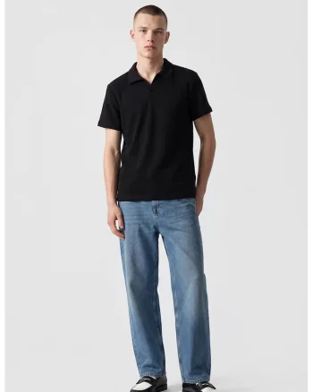 Tricou polo striat, Negru