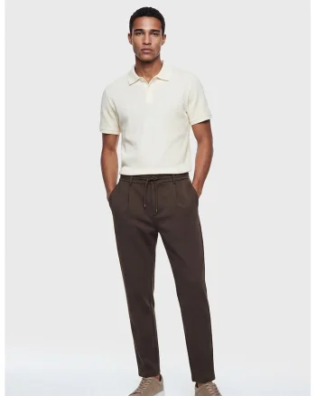 Tricou polo cu model texturat, Crem