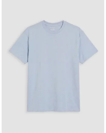Tricou din bumbac cu aplicatie text, Albastru lavanda,