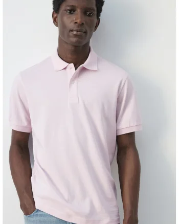 Tricou polo cu model uni, Roz pastel