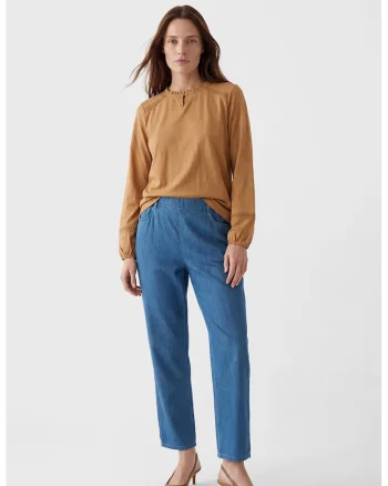Pantaloni conici cu talie elastica, Albastru cobalt
