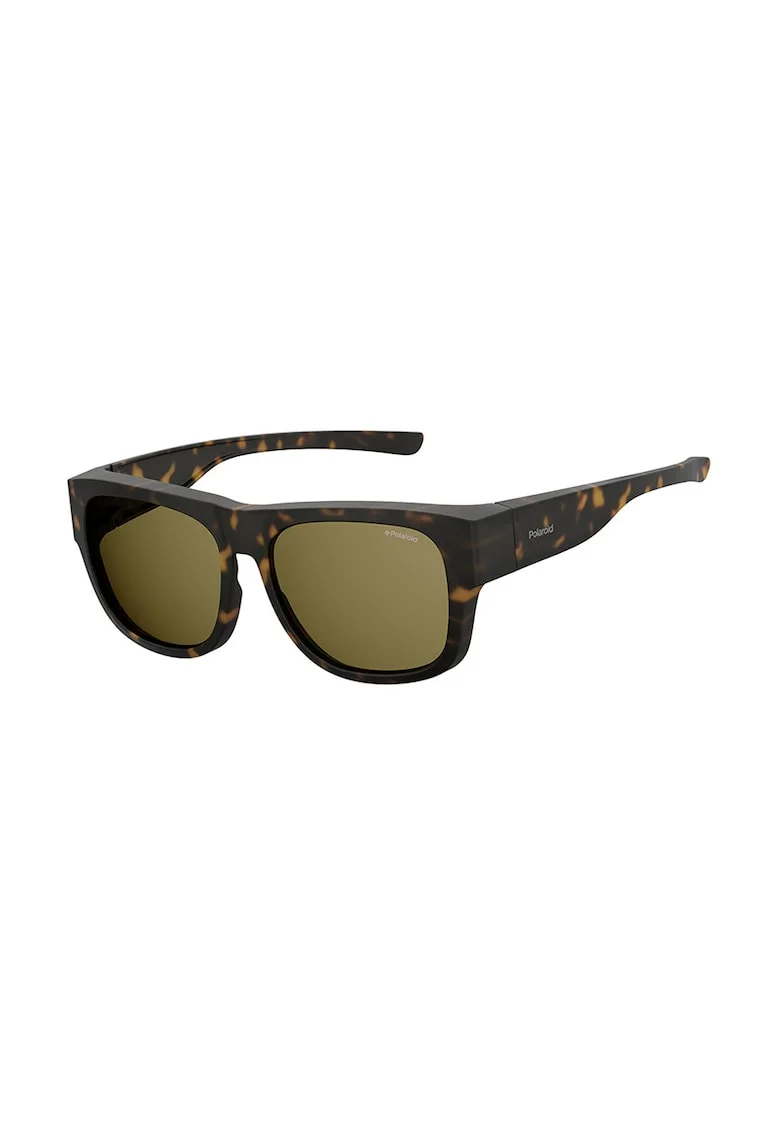 Ochelari de soare patrati unisex polarizati, Negru/Maro