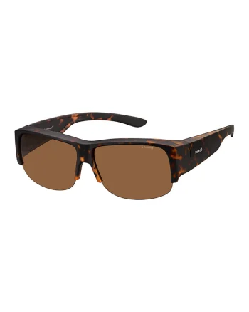 Ochelari de soare unisex dreptunghiulari polarizati, Negru/Maro