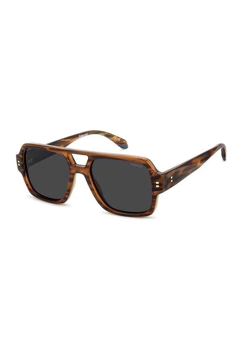 Ochelari de soare aviator cu lentile polarizate, Negru/Maro Siena