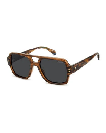 Ochelari de soare aviator cu lentile polarizate, Negru/Maro Siena
