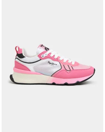 Pantofi sport low-cut cu garnituri de piele ecologica, Roz