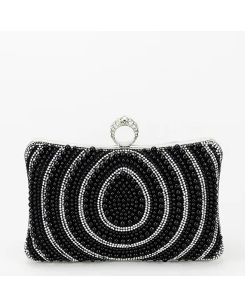 Geanta clutch negru cu perle BYH-866 07 15430, Negru