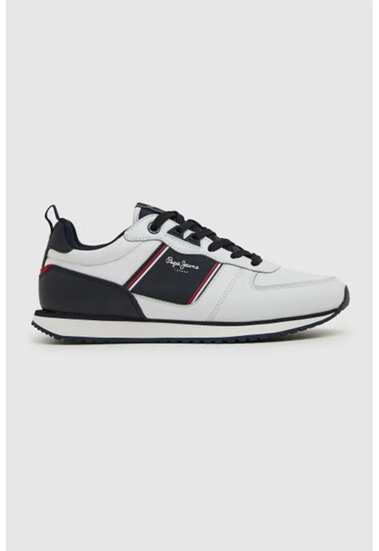 Pantofi sport cu detalii logo contrastante, Alb/Negru