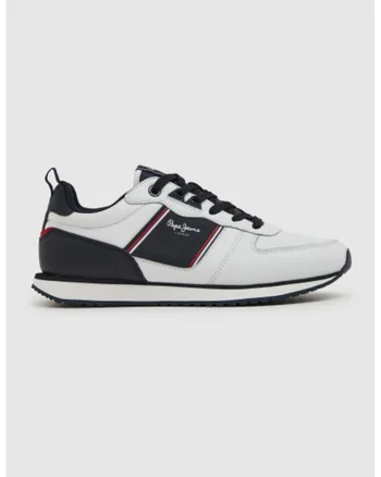 Pantofi sport cu detalii logo contrastante, Alb/Negru
