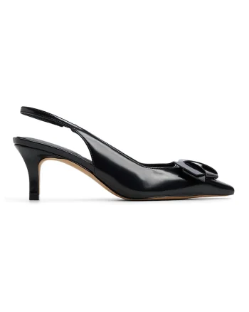 Pantofi slingback de piele ecologica cu toc Blaine, Negru