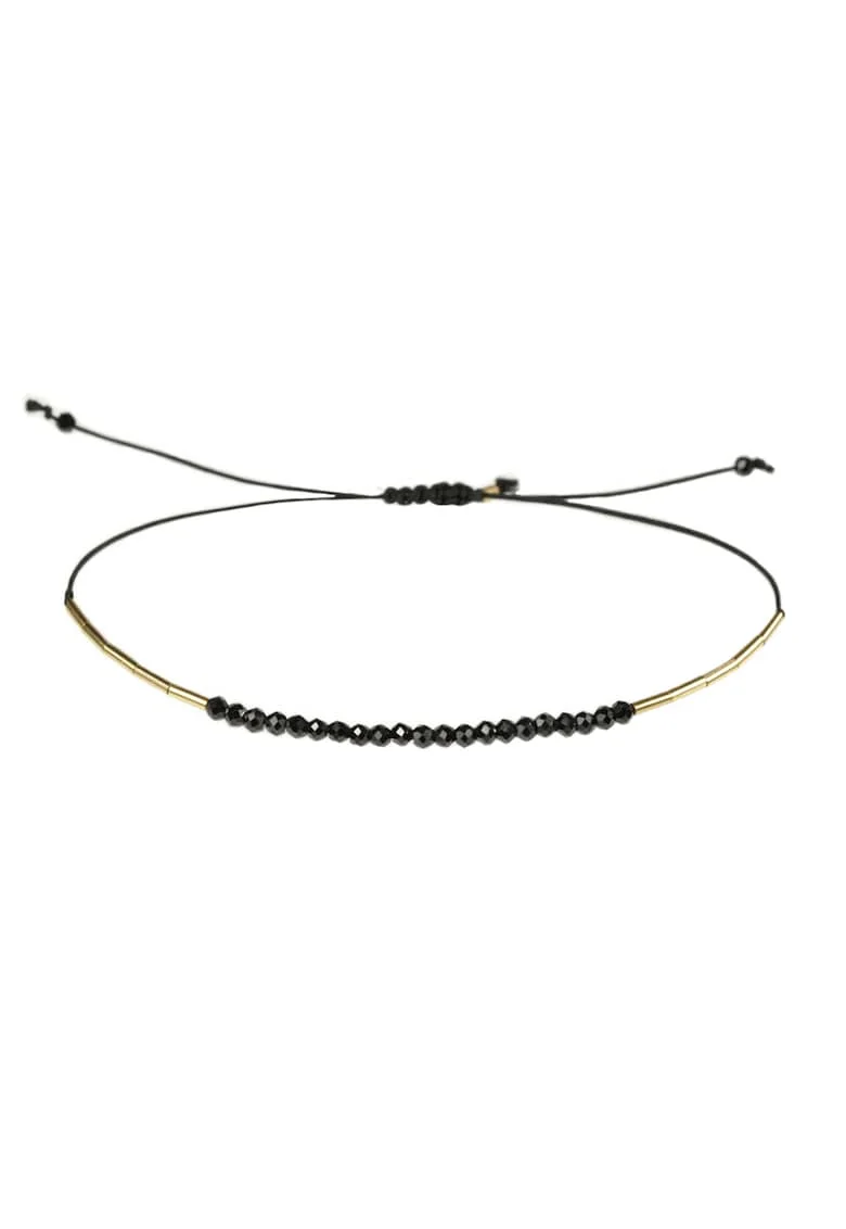 Bratara ajustabila din aur filat de 14K/20, Auriu/Negru