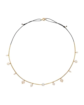 Colier din aur filat de 14K/20 cu perle, Alb/Auriu