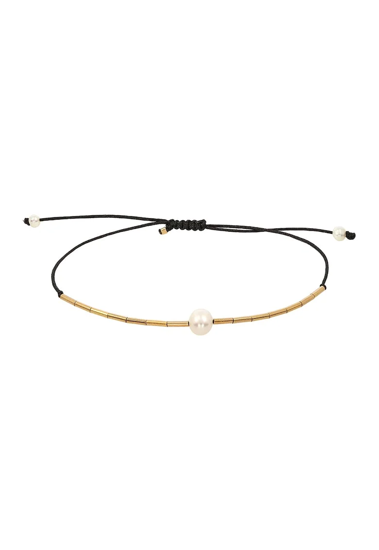 Bratara ajustabila din aur filat de 14K/20 cu perle de cultura, Alb/Auriu