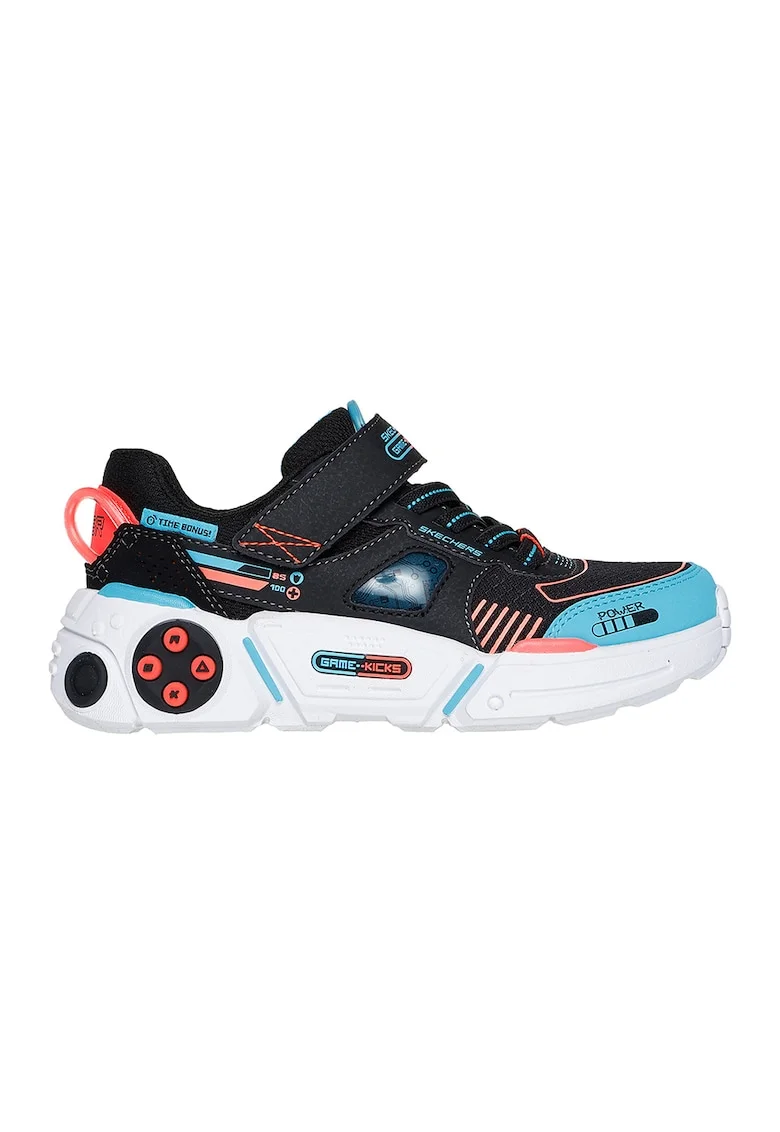 Pantofi sport cu velcro Game Kicks: Gametronix, Negru/Albastru deschis