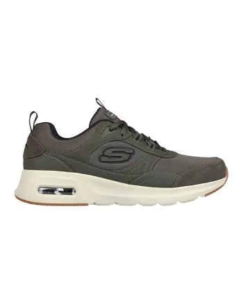 Pantofi sport cu insertii de piele intoarsa Skech - Air Court, Verde masliniu