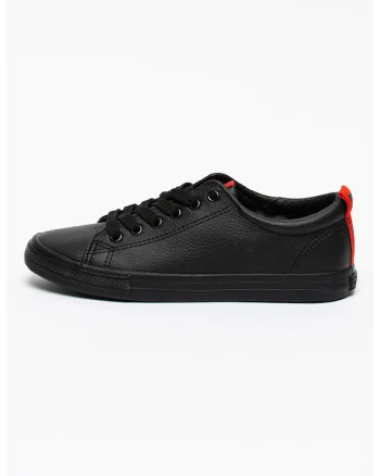 Pantofi sport de piele ecologica cu detalii contrastante, Negru