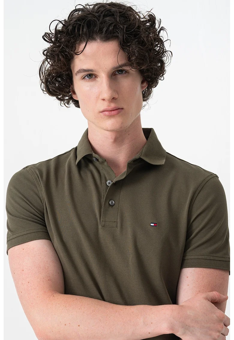 Tricou polo din amestec de bumbac organic 1985, Kaki inchis