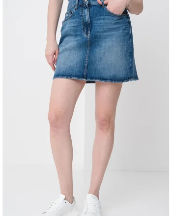 Fusta din denim cu croiala dreapta, Albastru inchis