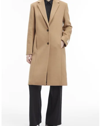 Palton relaxed fit din amestec de lana, Maro camel