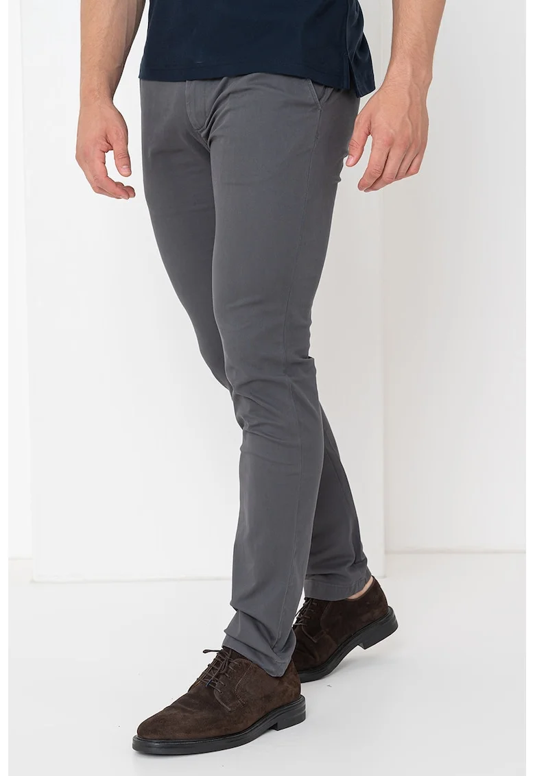 Pantaloni chino slim fit Bleeker, Gri inchis