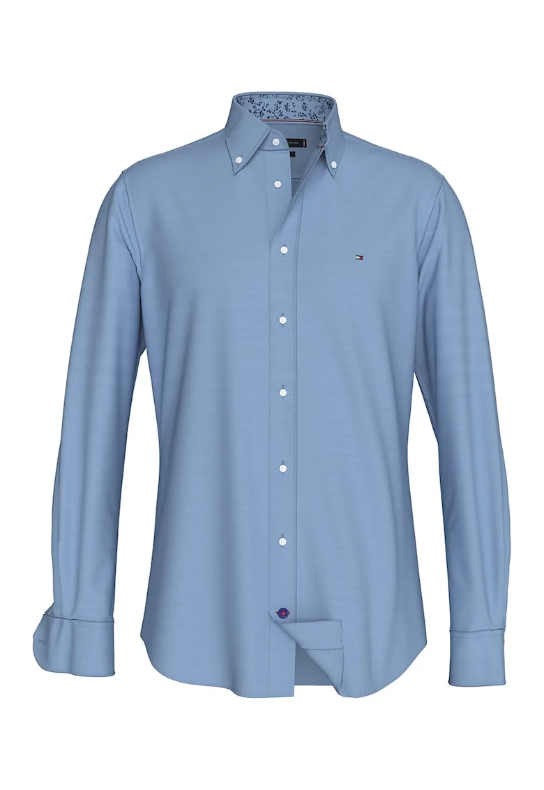 Camasa slim fit din amestec de in, Albastru prafuit