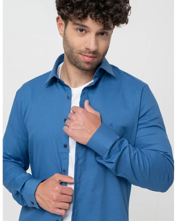 Camasa uni slim fit, Albastru inchis