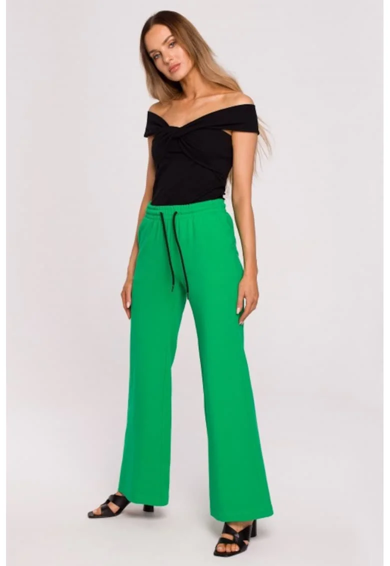 Pantaloni tricotati cu picioare largi,, Verde