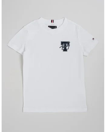 Tricou de bumbac cu logo pe piept, Albastru inchis/Alb optic