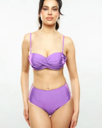 Costum de baie push-up, mov, cu slip talie inalta, Marbella Embody