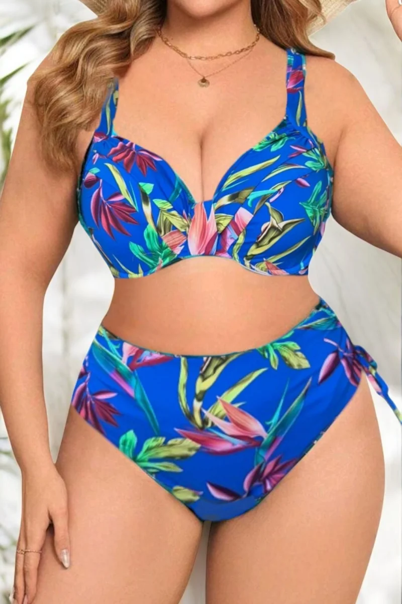 Costume baie dama doua piese, marime mare, albastru Sabrina