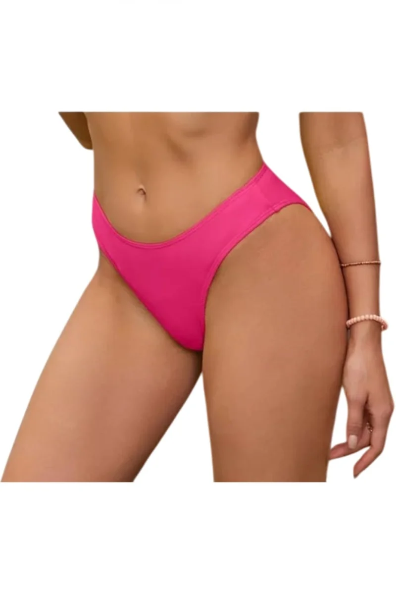 Slip clasic de baie dama talie inalta, roz lm055