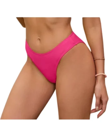 Slip clasic de baie dama talie inalta, roz lm055