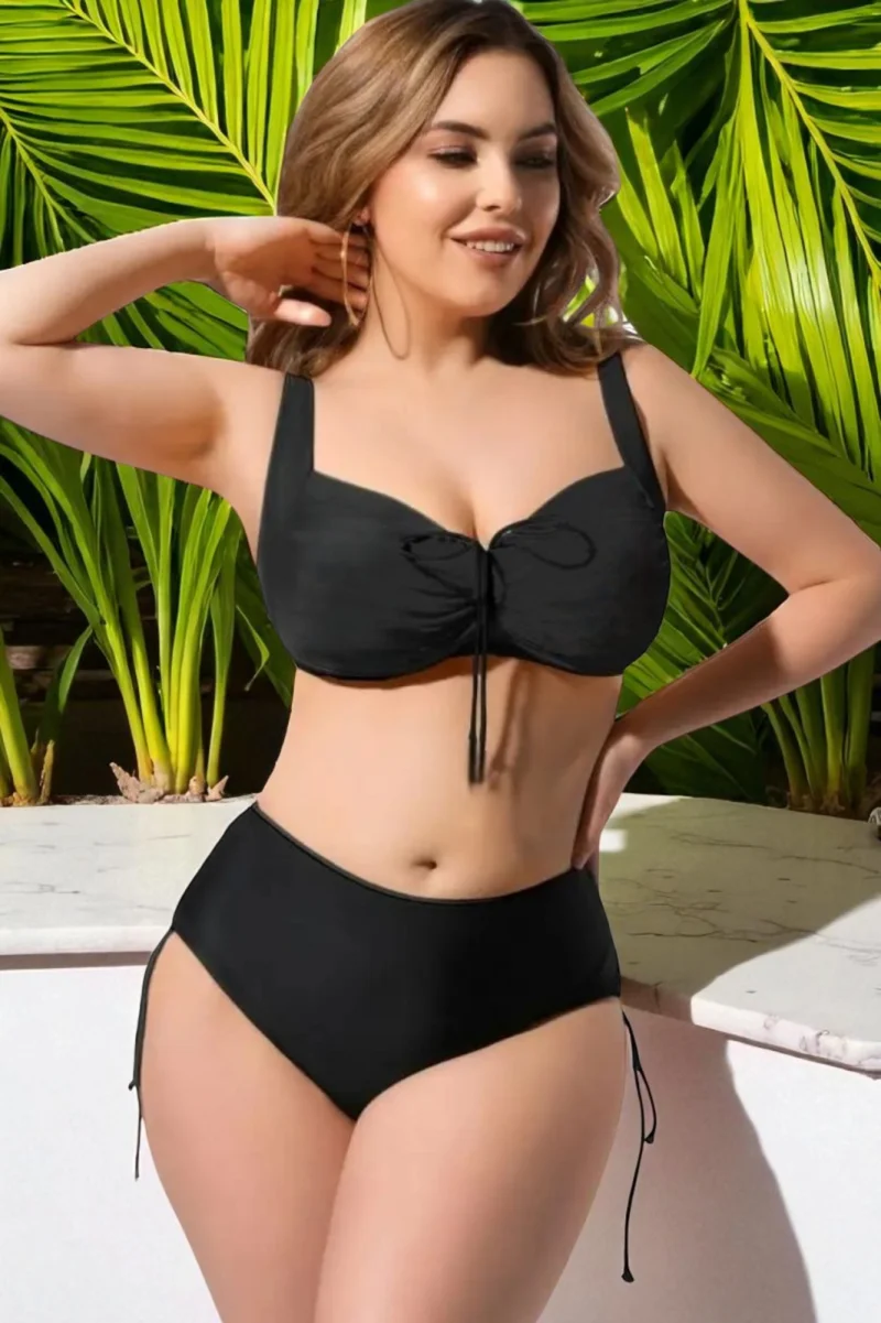 Costum de baie 2 piese, marime mare, slipi tip pantaloni scurti, sutien bustiera m5203 5204
