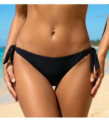 Slip de baie clasic negru cu legare laterala ajustabila lm069
