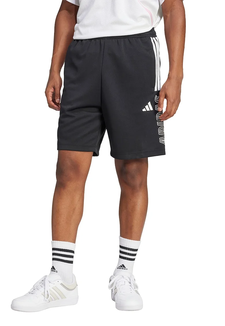 Pantaloni scurti cu imprimeu logo Tiro, Negru stins/Alb optic