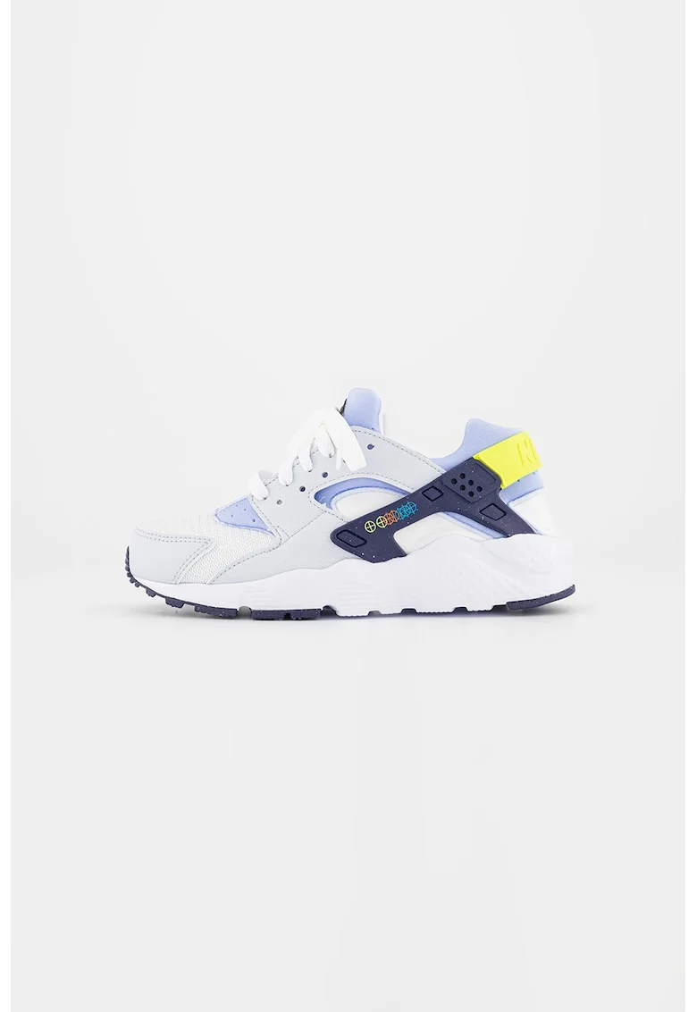 Pantofi sport colorblock Huarache Run, Alb/Albastru azur