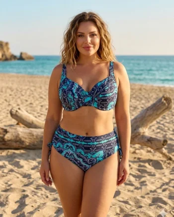 Costum de Baie Leopard Print din Doua Piese,si Sutien cu Sustinere lm081 bleu