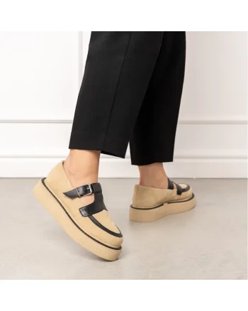 Pantofi din piele intoarsa Celine, Negru/Bej
