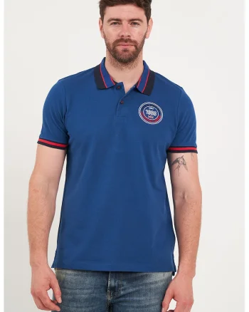 Tricou polo de bumbac cu logo brodat, Albastru royal