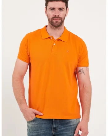 Tricou polo din bumbac de pique, Portocaliu mandarina